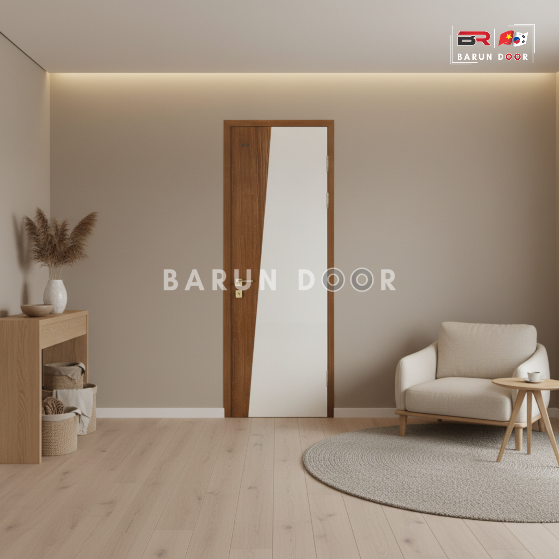 cửa phối màu abs hàn quốc barun door trong không gian tối giản