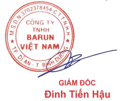 Dấu mộc Công ty TNHH Barun Việt Nam