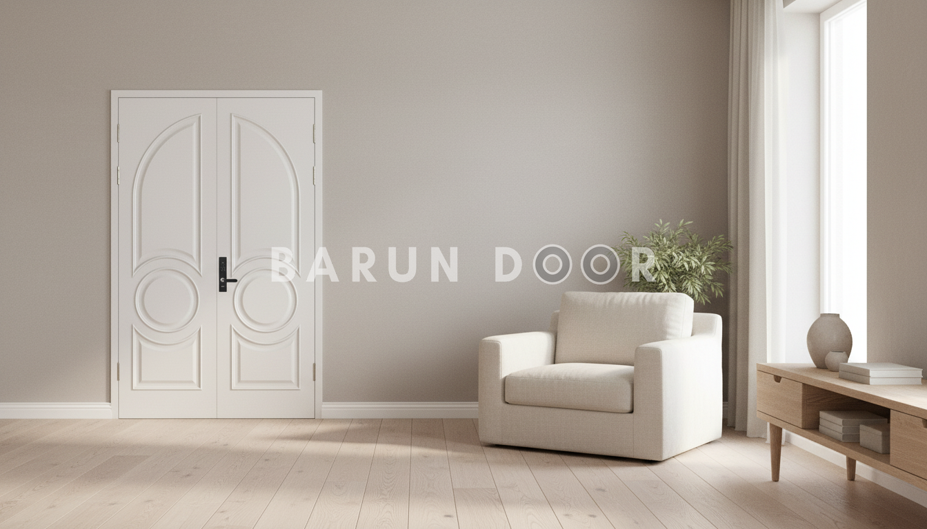 Cửa 2 c&aacute;nh đều cho ph&ograve;ng ngủ cửa nhựa abs h&agrave;n quốc Barun Door