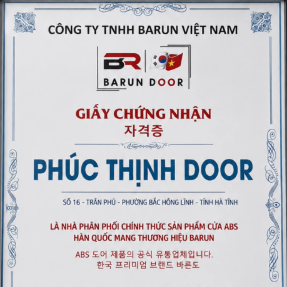 showroom ủy quyền của cửa abs h&agrave;n quốc barun door
