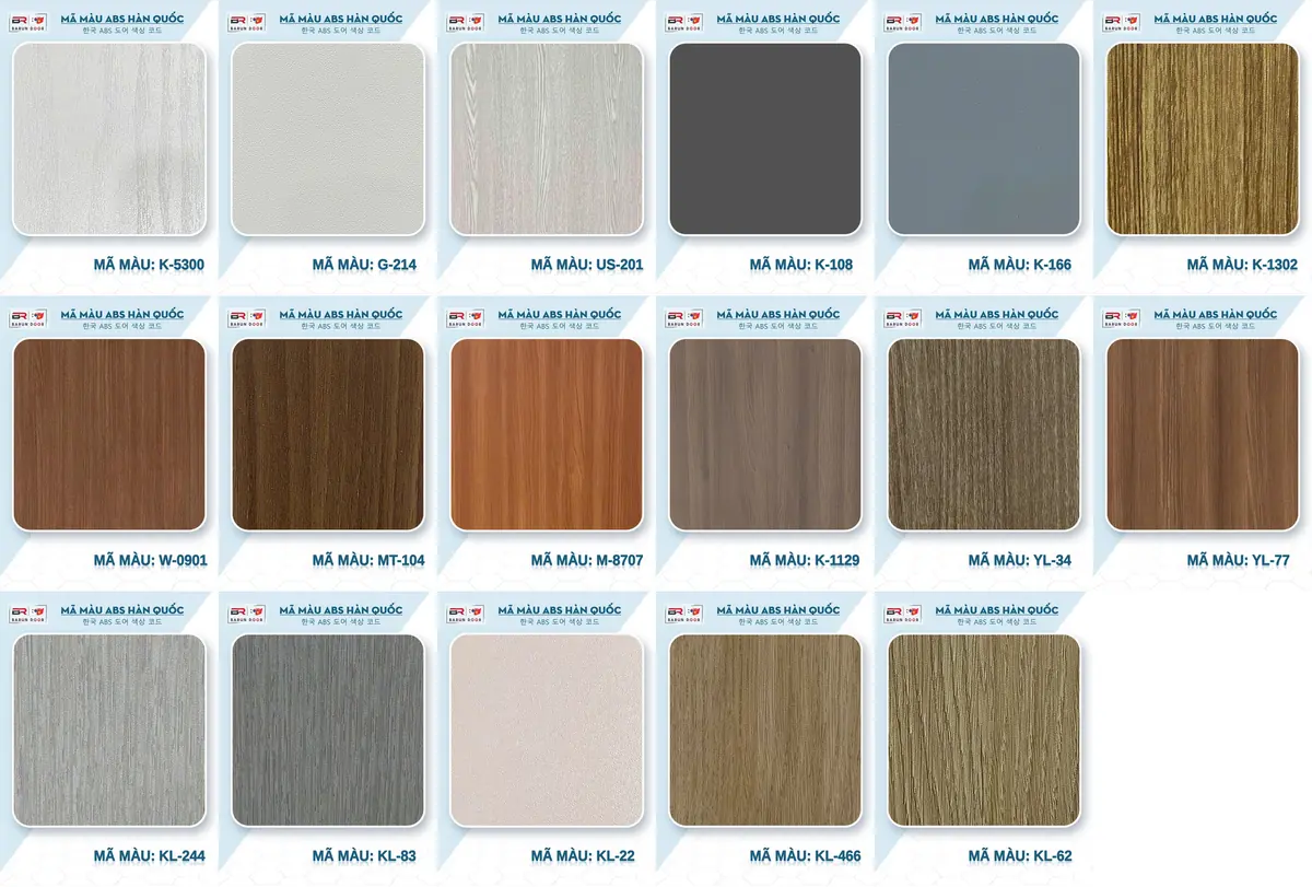 17 Mã Màu Cửa Nhựa ABS Barun Door Và Cách Chọn Màu Hợp Nhà