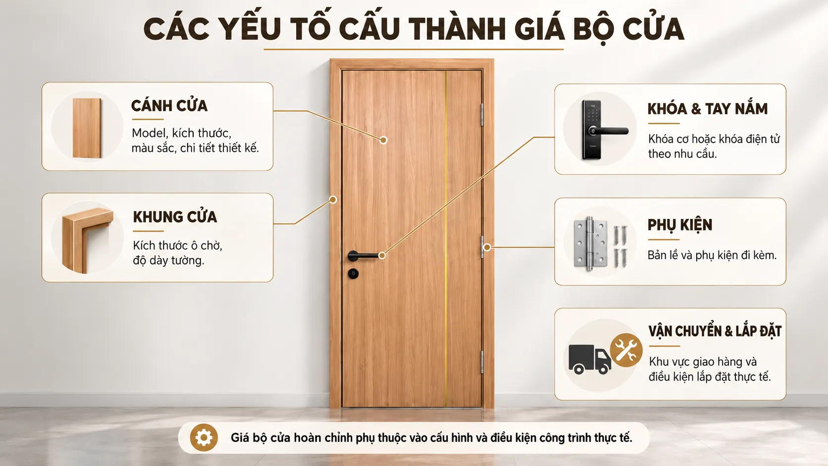 C&aacute;c yếu tố cấu th&agrave;nh gi&aacute; một bộ cửa Barun Door ho&agrave;n chỉnh