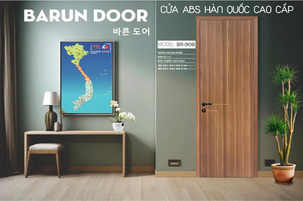 Cửa chỉ nh&ocirc;m BR-908 với đường chỉ nh&ocirc;m g&oacute;c vu&ocirc;ng tr&ecirc;n bề mặt c&aacute;nh