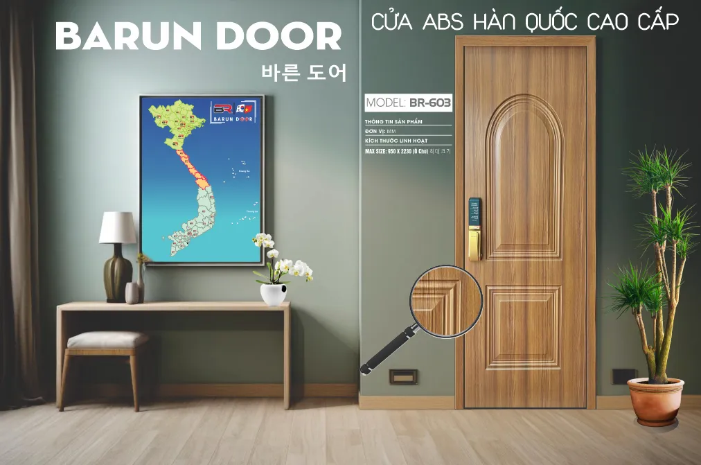 Cửa huỳnh &acirc;m BR-603 Barun Door với thiết kế huỳnh &acirc;m c&acirc;n đối