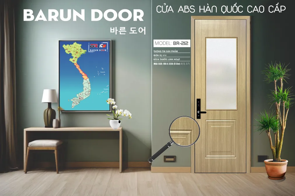 Cửa &ocirc; k&iacute;nh BR-212 Barun Door trong kh&ocirc;ng gian nội thất
