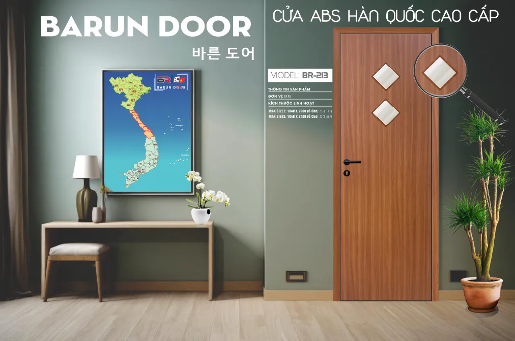 Cửa &ocirc; k&iacute;nh BR-213 Barun Door thiết kế hai &ocirc; k&iacute;nh h&igrave;nh thoi