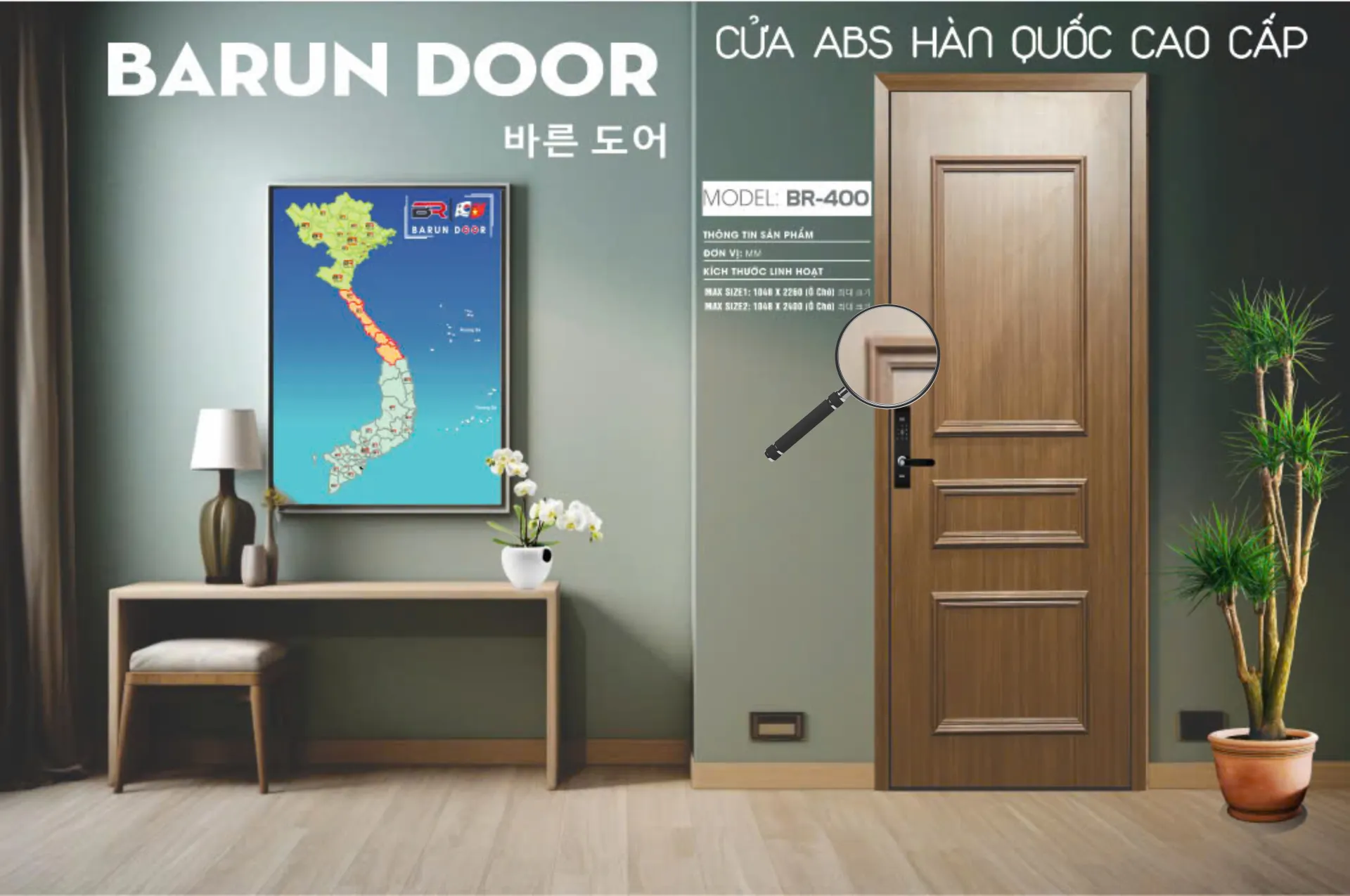 Cửa ph&agrave;o nổi BR-400 trong kh&ocirc;ng gian nội thất