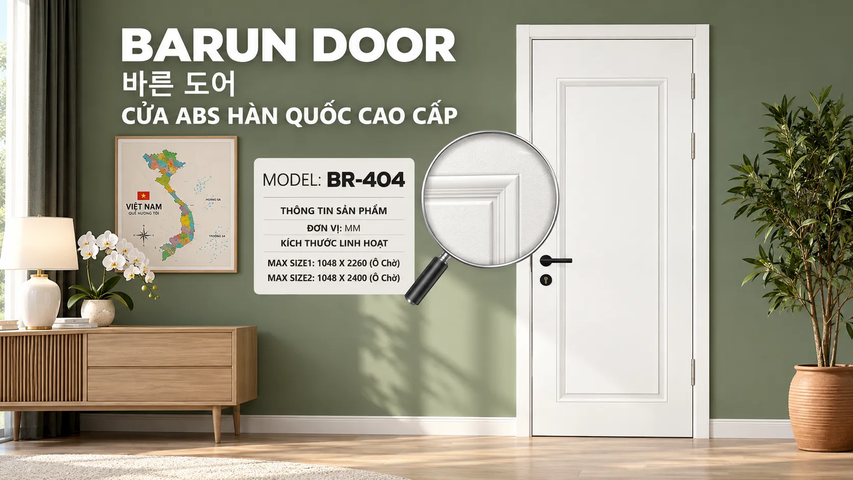 Cửa ph&agrave;o nổi BR-404 trong kh&ocirc;ng gian nội thất hiện đại