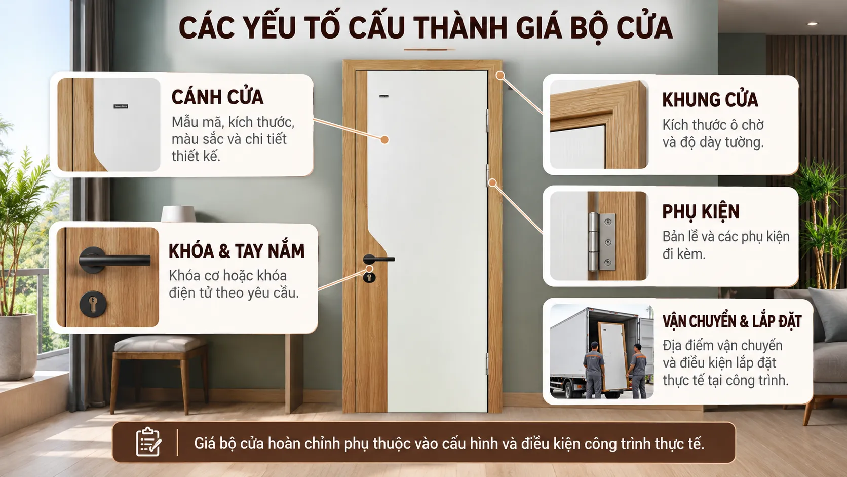 C&aacute;c yếu tố cấu th&agrave;nh gi&aacute; cửa phối m&agrave;u BR-800