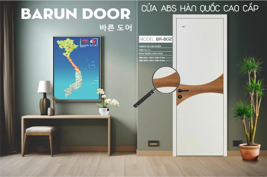 Cửa phối m&agrave;u BR-802 trong kh&ocirc;ng gian nội thất