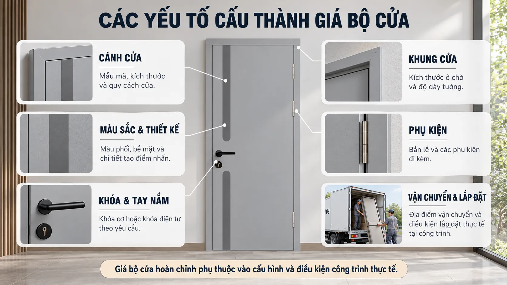 C&aacute;c yếu tố cấu th&agrave;nh gi&aacute; cửa phối m&agrave;u BR-805