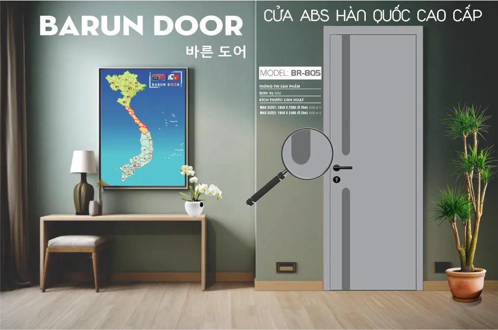 Cửa phối m&agrave;u BR-805 trong kh&ocirc;ng gian nội thất
