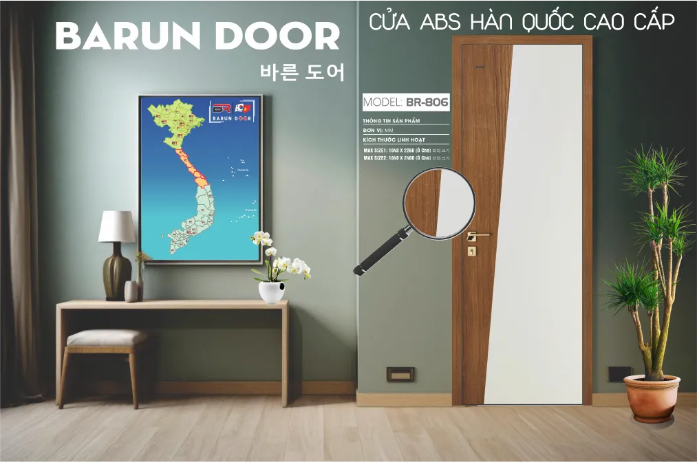 Cửa phối m&agrave;u BR-806 trong kh&ocirc;ng gian nội thất