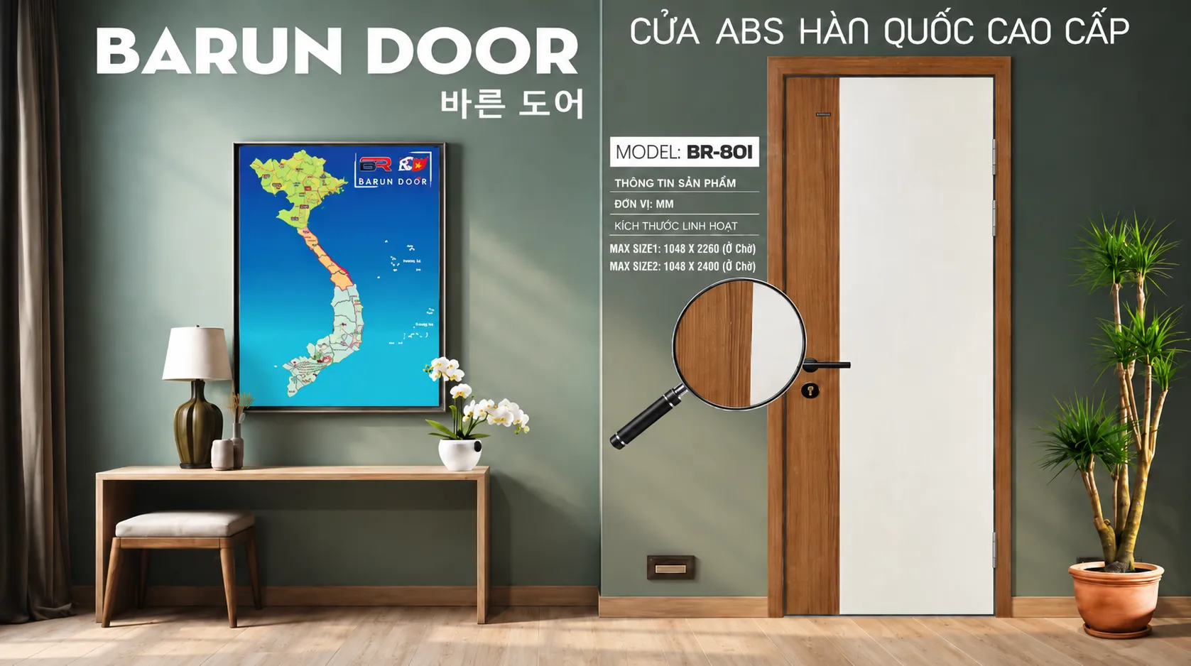 Cửa phối m&agrave;u BR-801 trong kh&ocirc;ng gian nội thất