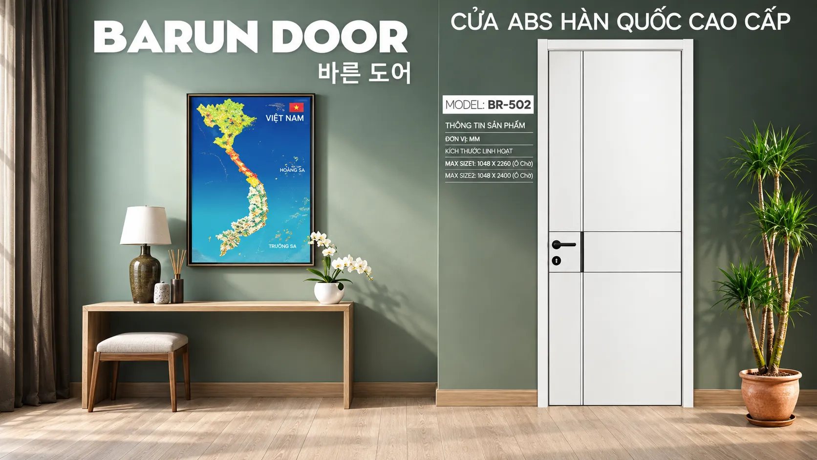 Cửa thiết kế BR-502 trong kh&ocirc;ng gian nội thất hiện đại