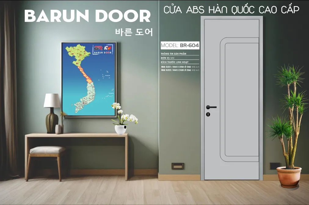 Cửa thiết kế BR-504 trong kh&ocirc;ng gian nội thất hiện đại