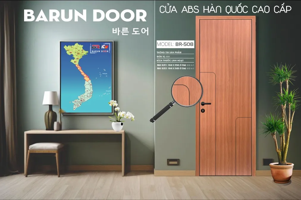 Cửa thiết kế BR-508 Barun Door trong kh&ocirc;ng gian nội thất hiện đại