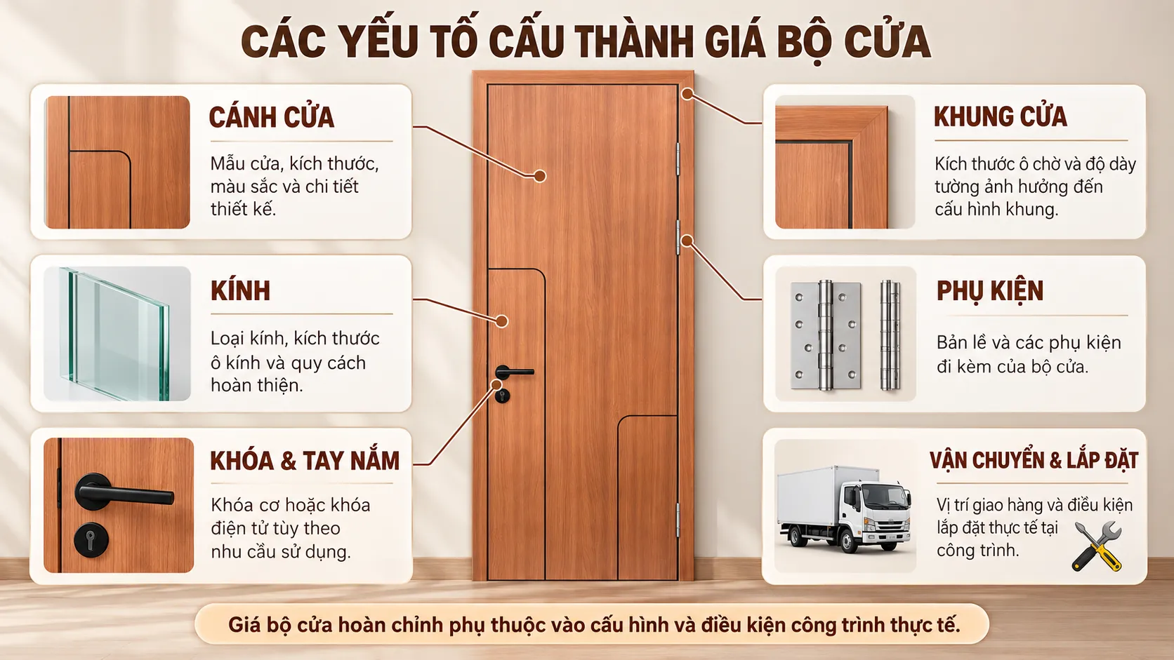 C&aacute;c yếu tố cấu th&agrave;nh gi&aacute; Cửa thiết kế BR-508