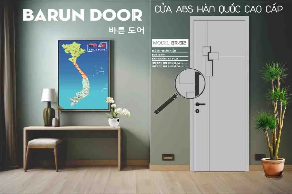 Mẫu cửa thiết kế BR-512 m&agrave;u x&aacute;m hiện đại
