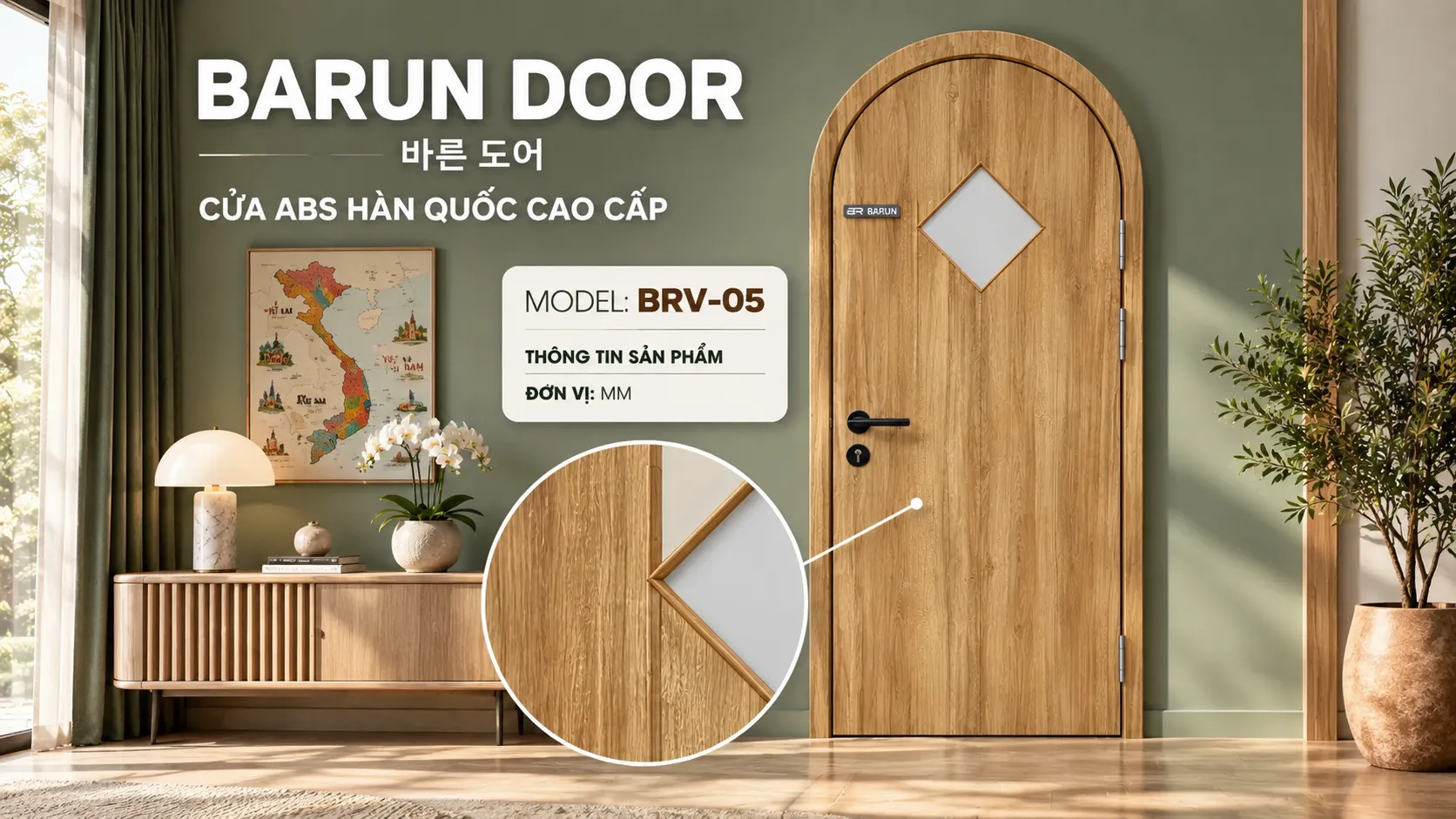 Cửa v&ograve;m BRV-05 trong kh&ocirc;ng gian nội thất