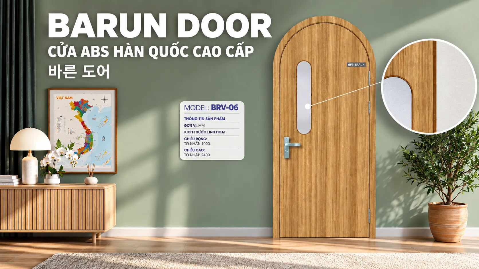 Cửa v&ograve;m BRV-06 trong kh&ocirc;ng gian nội thất