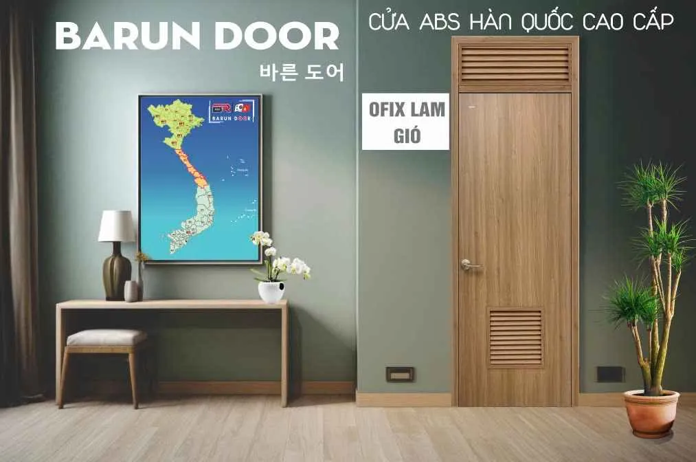 Cửa &ocirc; fix lam gi&oacute; Barun Door v&acirc;n gỗ hiện đại