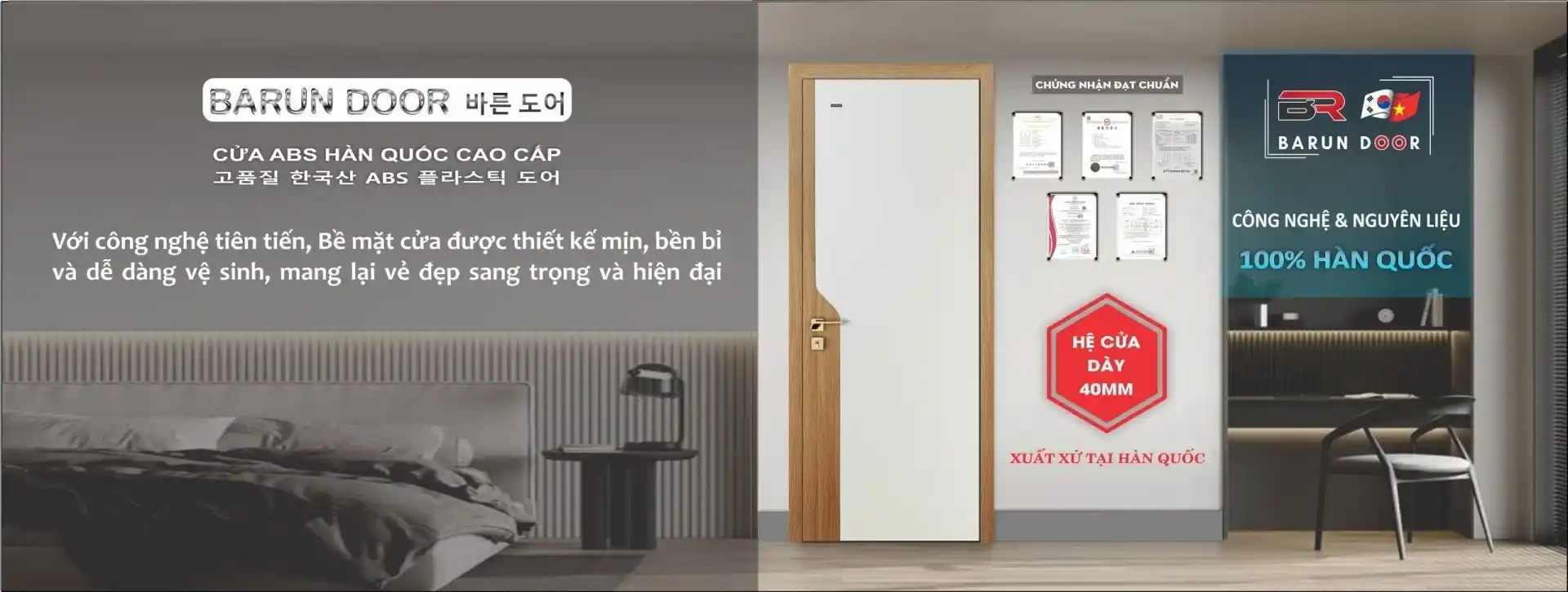 Cửa ABS Hàn Quốc Barun Door với công nghệ và nguyên liệu Hàn Quốc