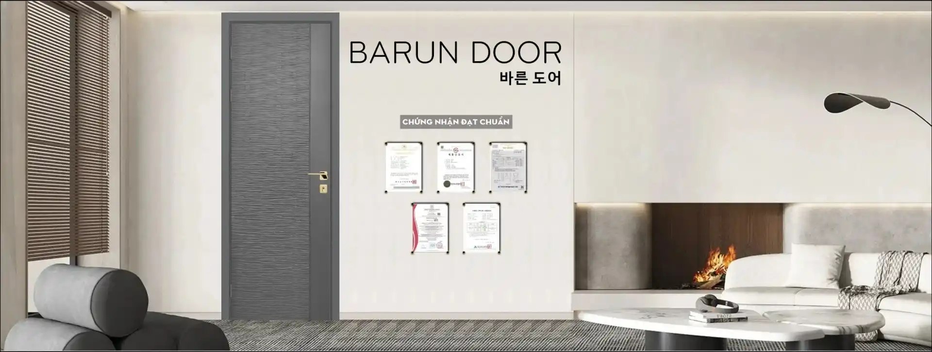 Cửa ABS Hàn Quốc Barun Door trong không gian nội thất hiện đại